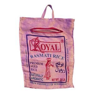 Handmade Royal Basmati Rice 20 Lb EMPTY Burlap Sack ZipperTop Bags w/handles